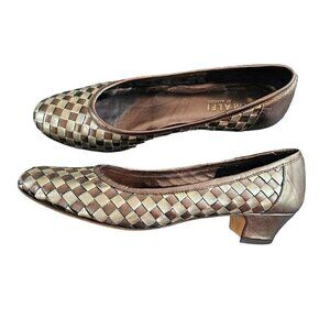 Amalfi By Rangoni Women's Silver & Bronze Woven Leather Shoes, 1" Heel, Size 9N